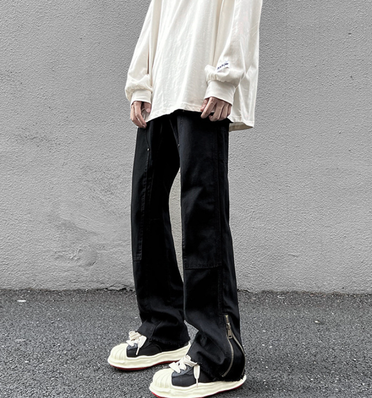 Vintage Street Structure Zip Loose Straight Jeans 5