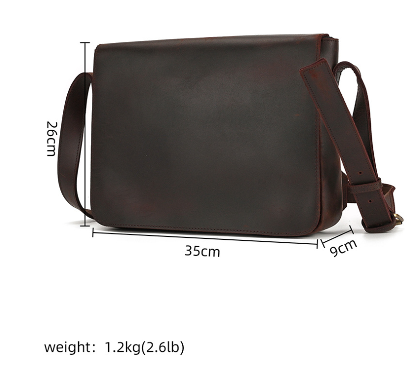 Vintage Leather Crossbody Business Briefcase Image 4