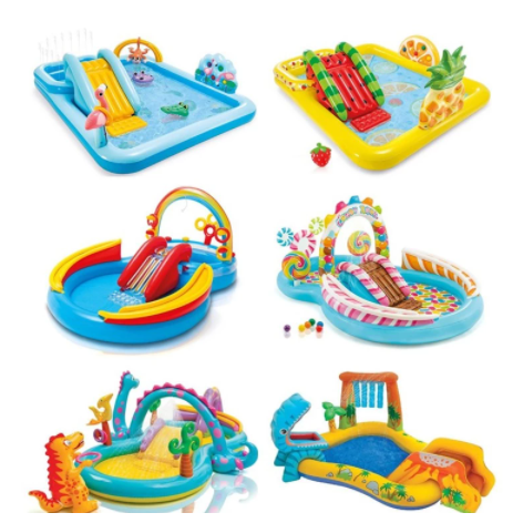 Inflatable Toys Intex 204854 Techport Hobbies Outdoor Fun Sports Sport Game Center- Pool With Slide Fountain 297x193x135cm image