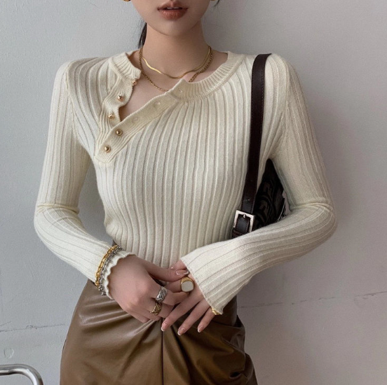Half-High Neck Knit Top