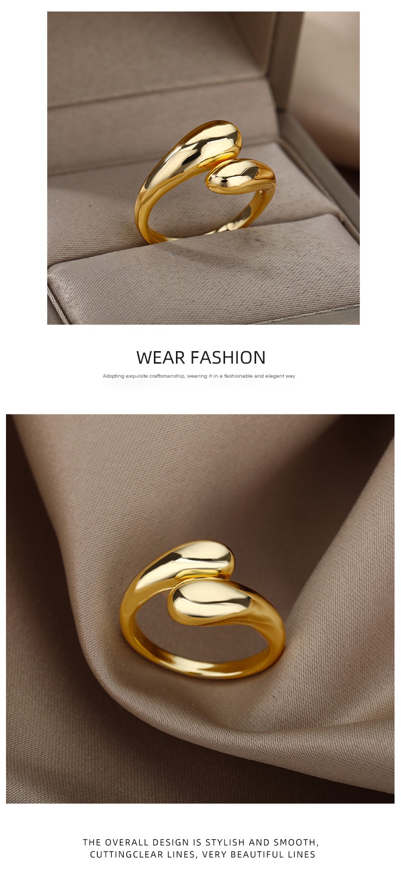 Gold Irregular Geometric Ring 6