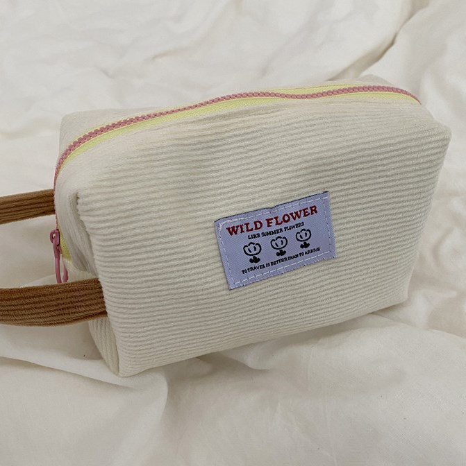 Korean Corduroy Travel Cosmetic Bag