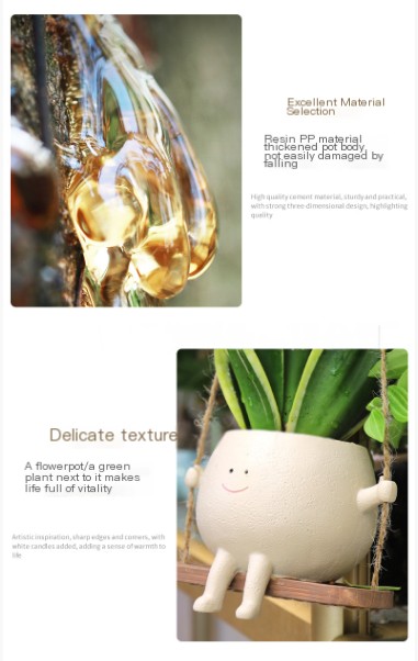 Cute resin flower pot with smiley face
