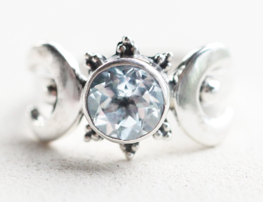 Moonstone Ring with Gemstone Inlay