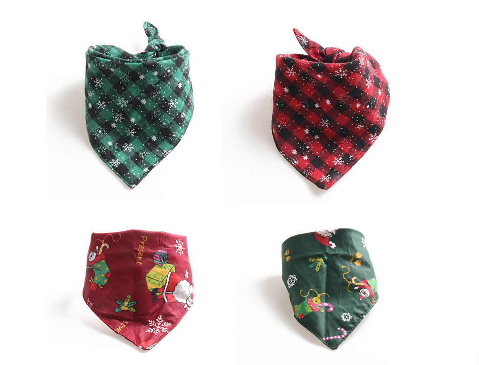 Pet Bandana Green Snowflake