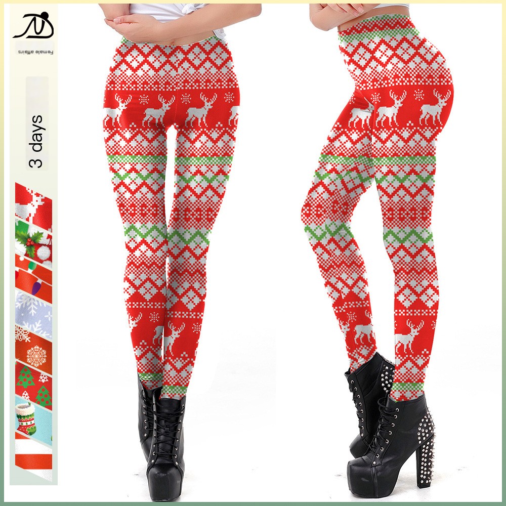 Women Christmas Digital Print Tight Leggings