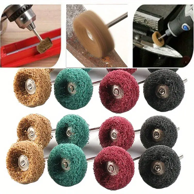 Fiber wheel polishing head polishing brush wax amber metal cleaning polishing rust removal cleaning cloth with handle polishing brush image