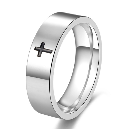 Cross Titanium Steel Ring