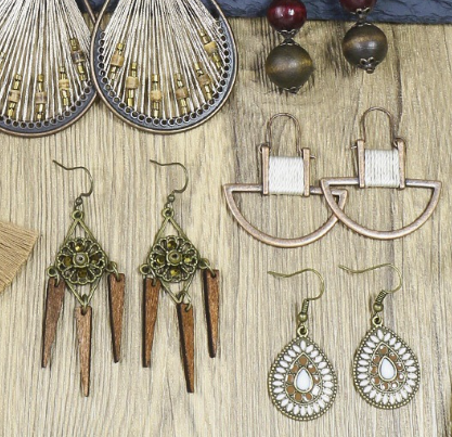 Handcrafted Geometric Oval Earrings Style 3
