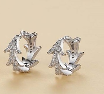 Close-up of Laurel Leaf Hoop Earrings