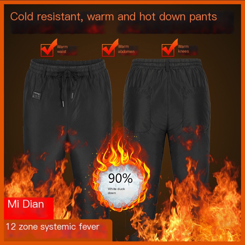USB smart heating pants 12 zone heating couple straight pants winter electric heating pants thickened down pants wholesale