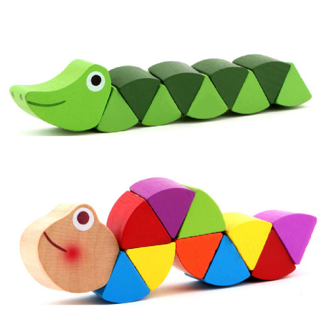 Wooden Colorful Caterpillar Toy Style 1