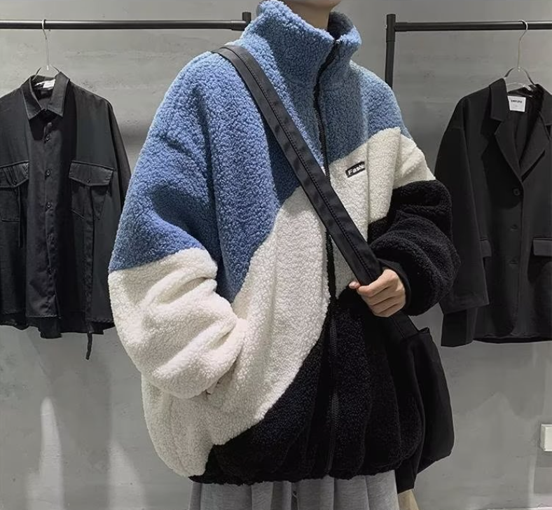 Retro Color-Blocked Jacket Grey