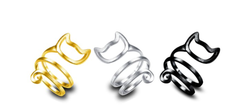 925 Silver Plated Cat Ring