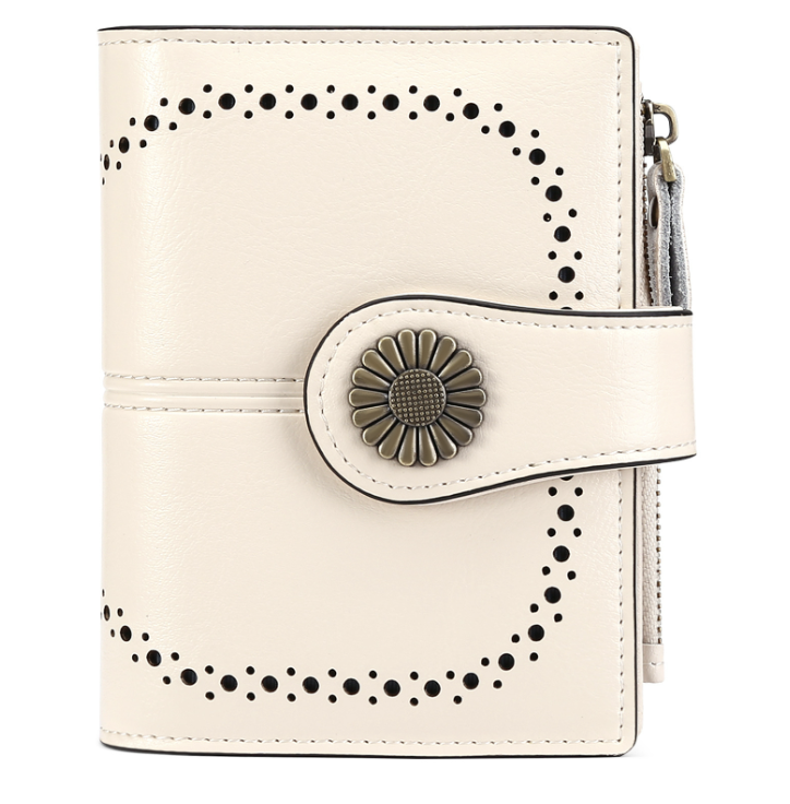 Wallet women‘s short waxed leather coin purse zipper card holder image