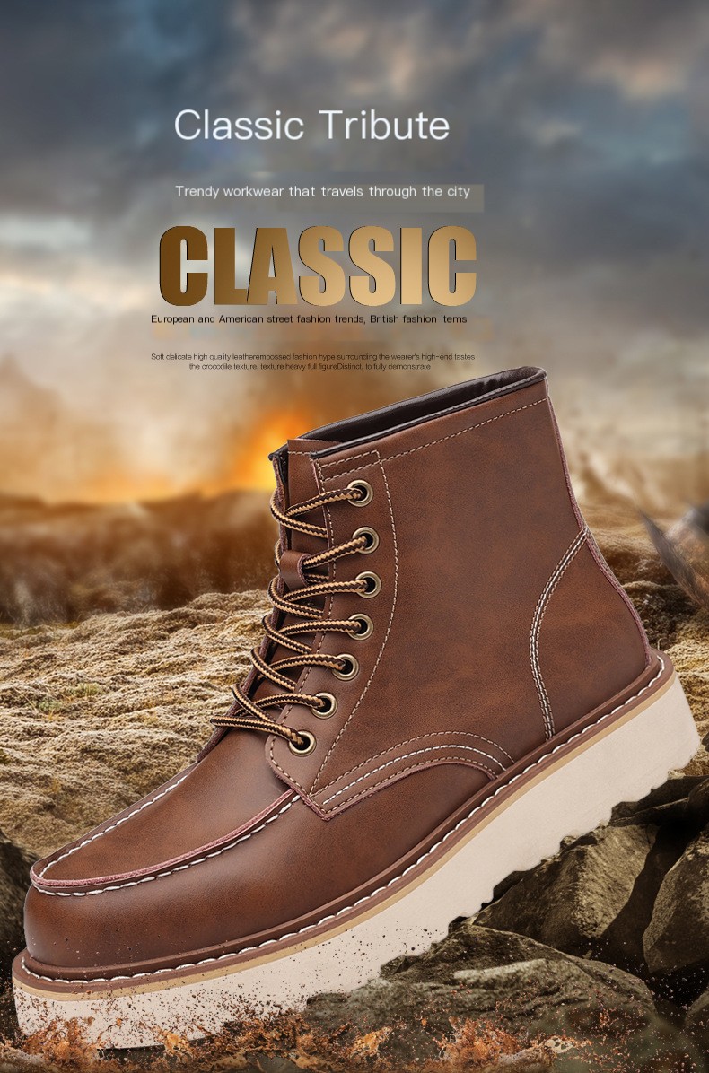 Mid-high men's British style tooling shoes 1