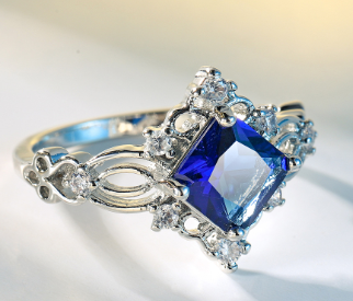Square Platinum Color Diamond Ring Image 2