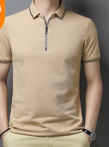 Men's Polo Zip T-Shirt Image 4