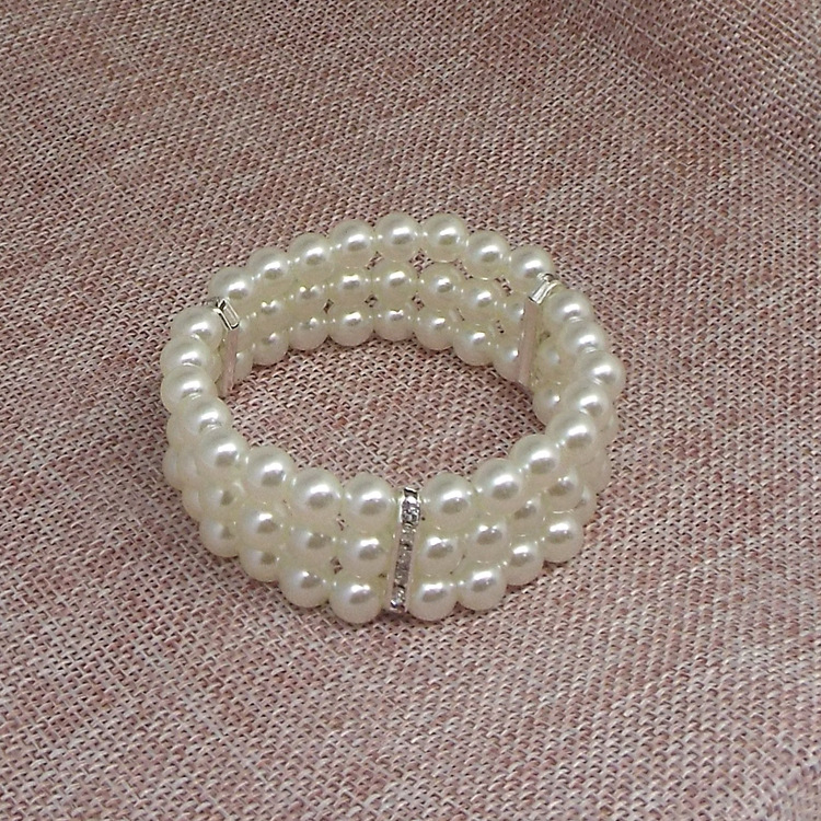 Fashion OL Three Layers Rhinestone Pearl Bracelet 2