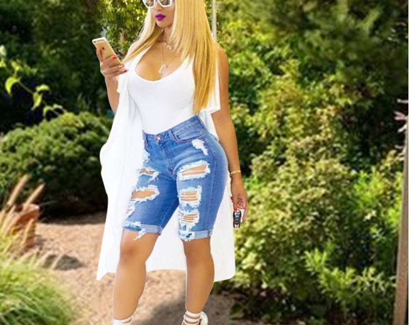 Trendy ripped denim