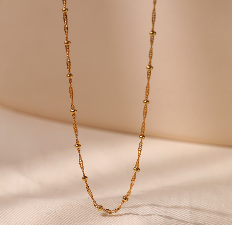 Gold Beaded Necklace Image 3