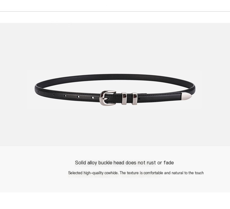 Fashionable Genuine Leather Thin Waist Belt - Caramel