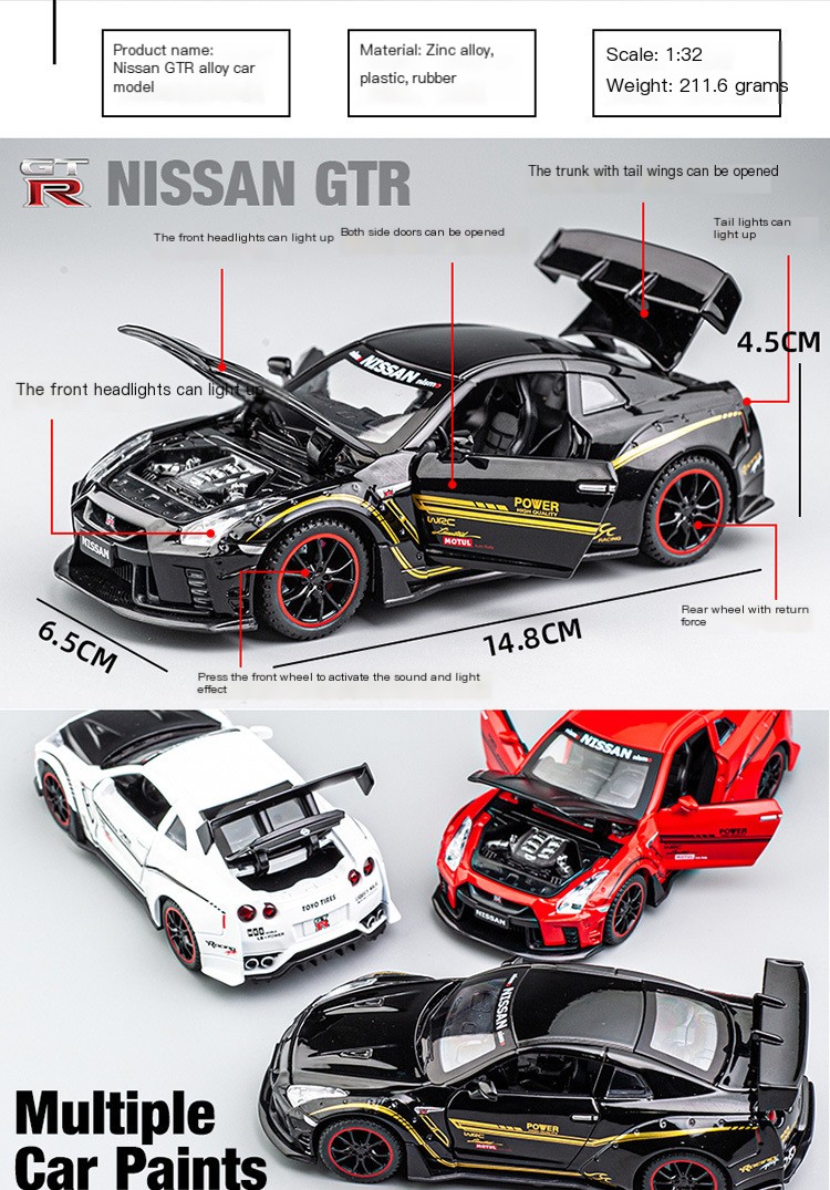 NISSAN GTR Car Metal Toy