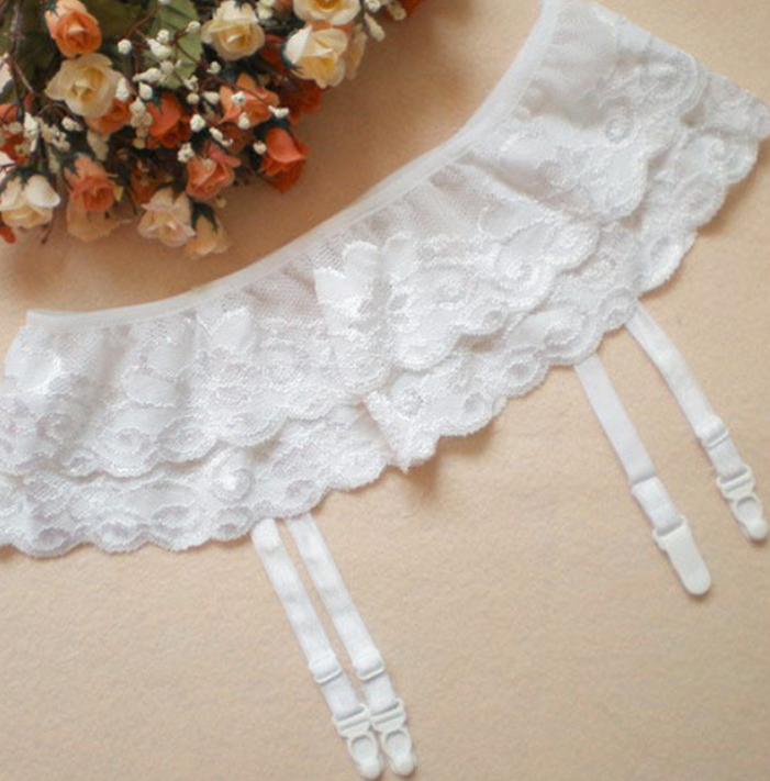 Lace Suspender Skirt Red