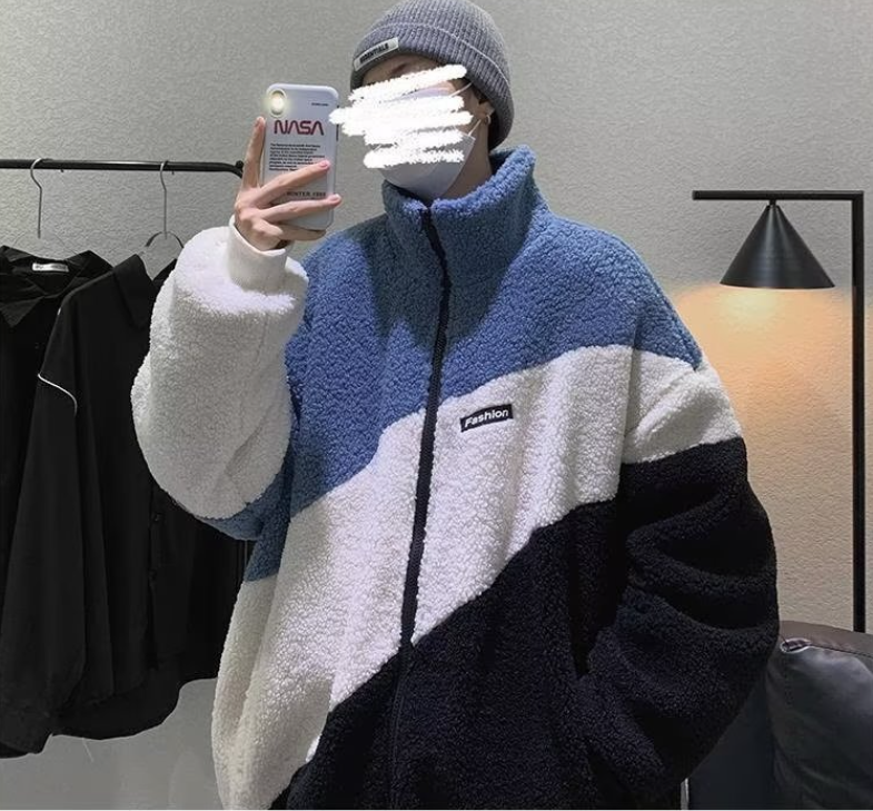 Retro Color-Blocked Jacket Blue