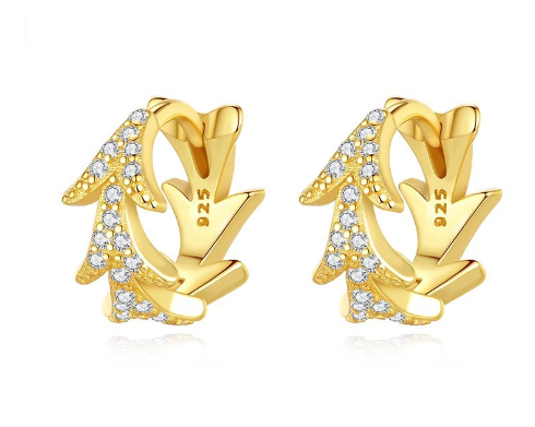 Laurel Leaf Hoop Earrings - Platinum