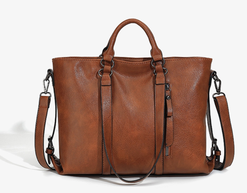 Versatile PU Leather Tote Bag - Front Detail