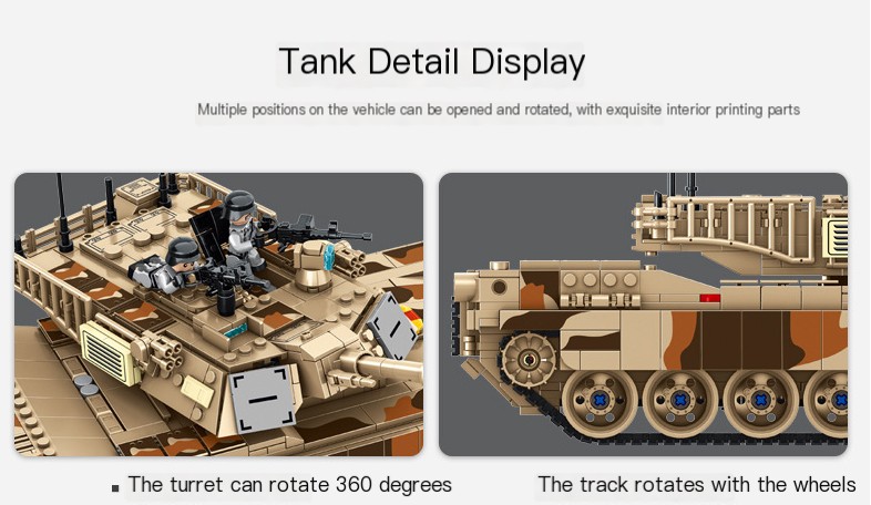 WW2 Military Leopard 2A4 Battle Tank Series Building Blocks Brick Model MOC Army Weapon Boy Set Kid Toy Childrens Christmas Gift