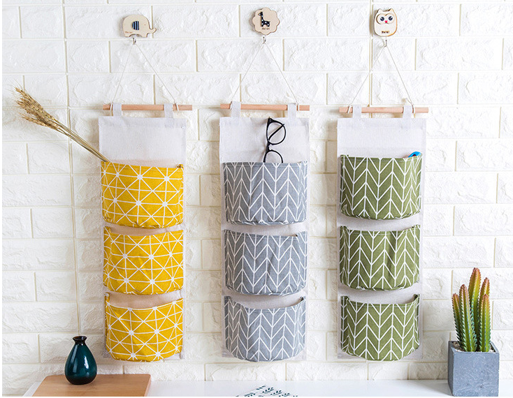 Cotton Linen Hanging Bag - Yellow