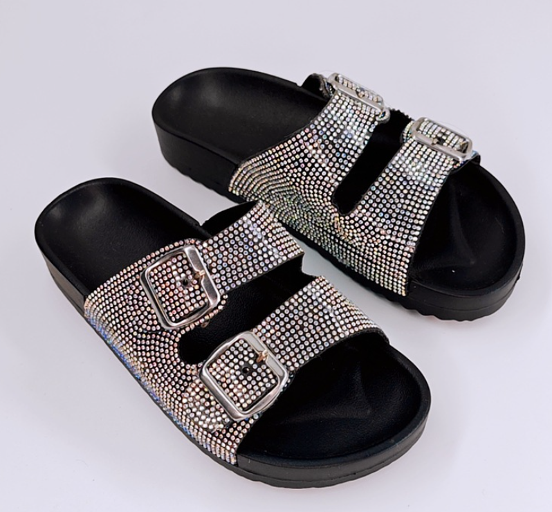 Diamond-Embellished Women's Sandals Gold