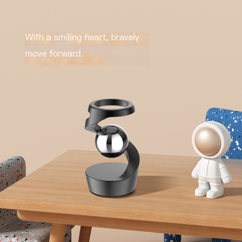 Desktop Rotating Gyro Finger Fidget Spinner Toy All Aluminum Alloy Spinning Gyro Silver Metallic Accents for Adult Gift