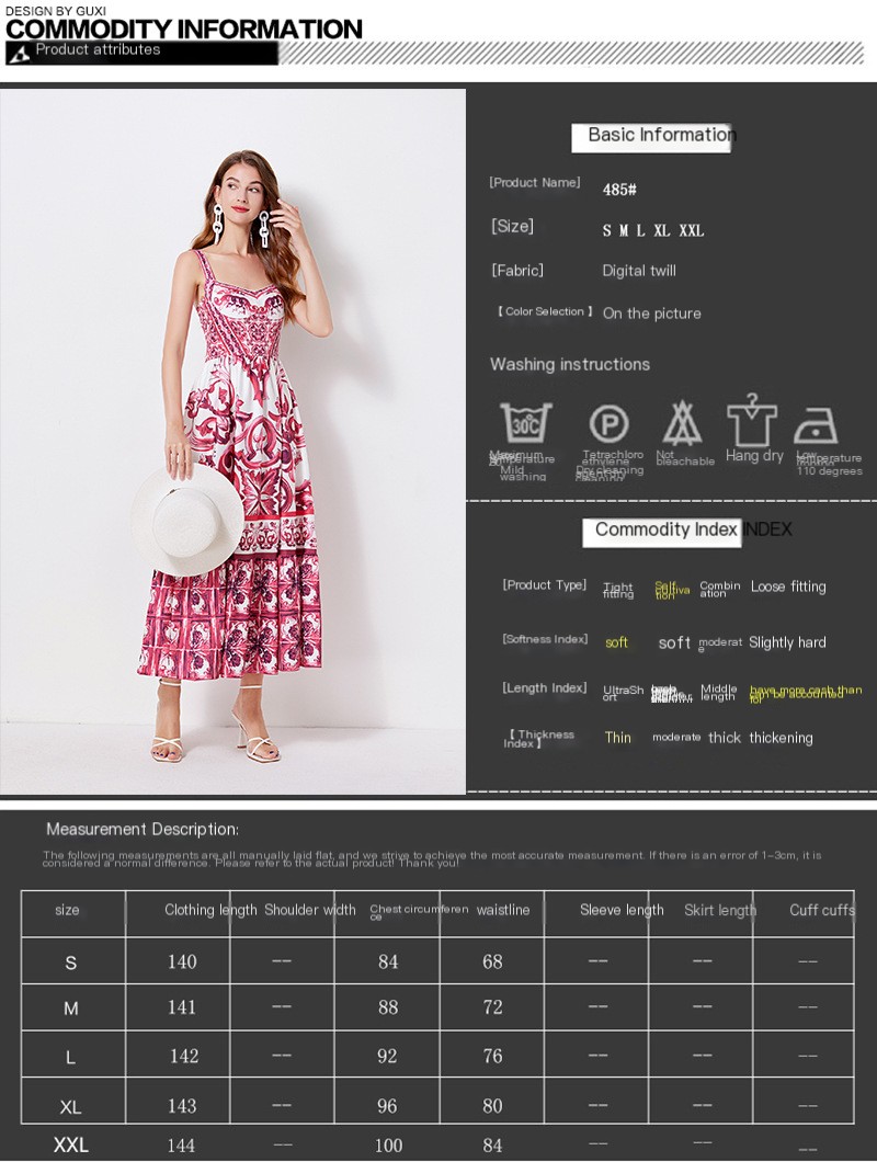 Retro Floral Sling Long Dress 1
