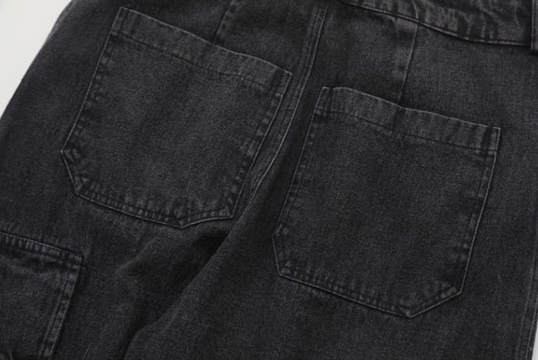Men's High Street Vintage Washed Loose Wide Leg Jeans - Detail