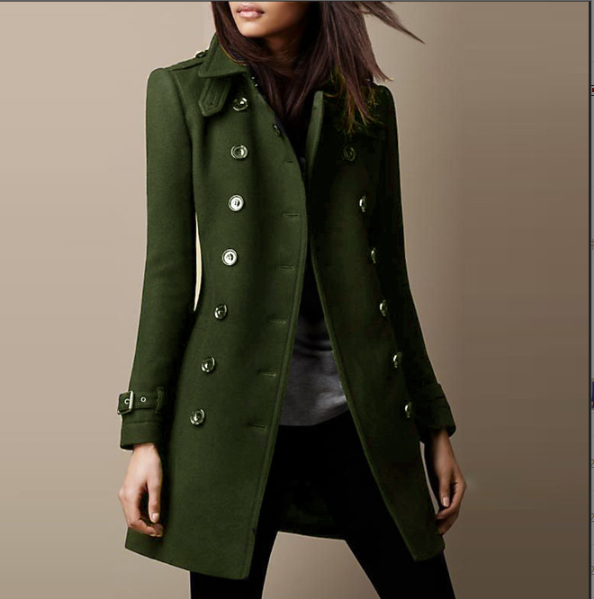 Ladies Spring Long Jacket Wool Trench Coat Image 4