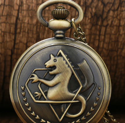 Fullmetal Alchemist Seahorse Pattern Necklace Vintage Quartz Pocket Watch