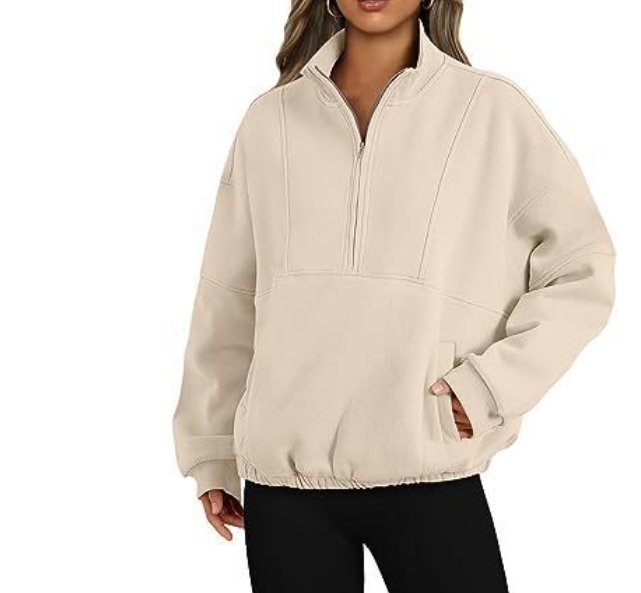 Half Zip Dropped Shoulder Sweatshirt in Purple