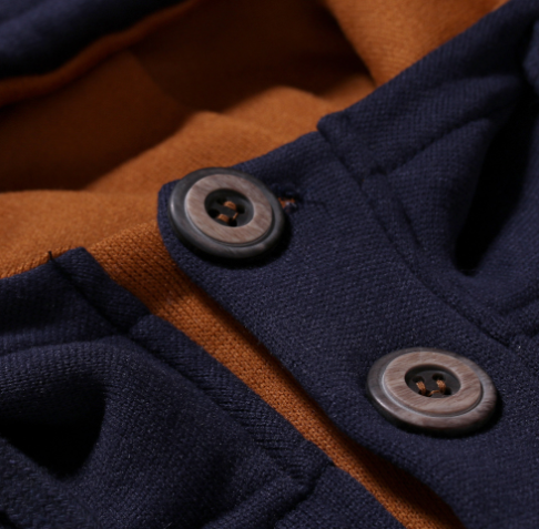 Men's Double Button Hoodie Detail View