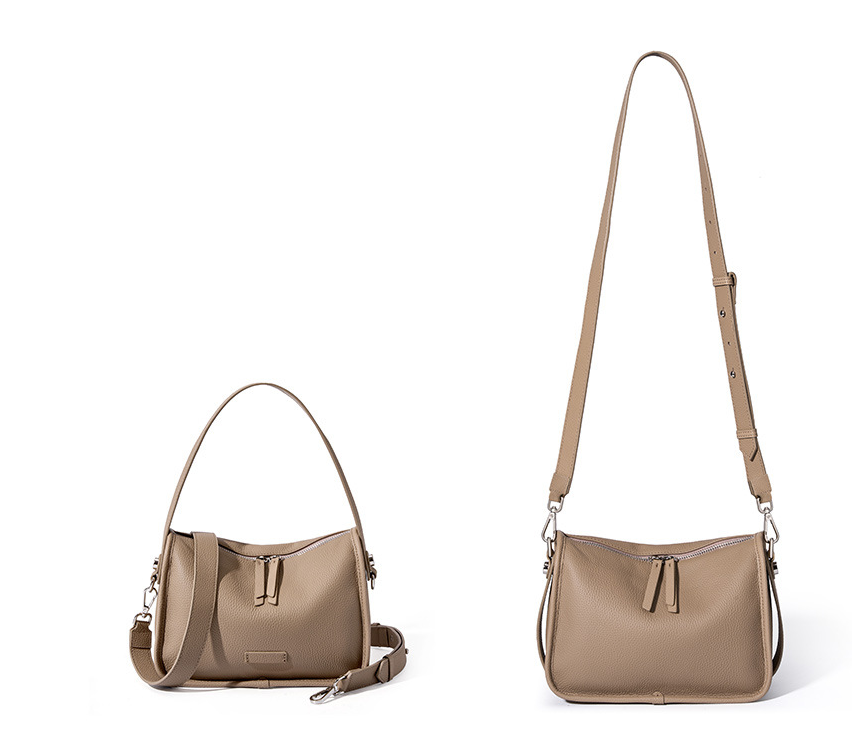 First Layer Cowhide Pillow Bag in Khaki