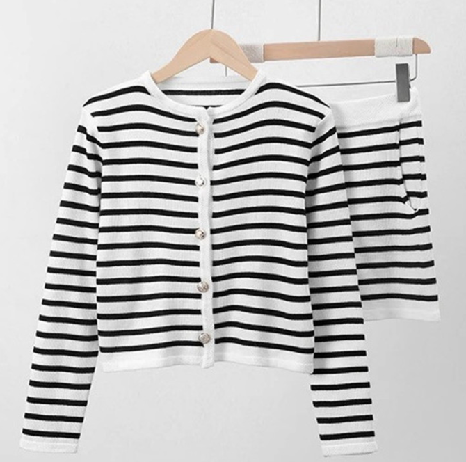 Milano Striped Knit Cardigan Set