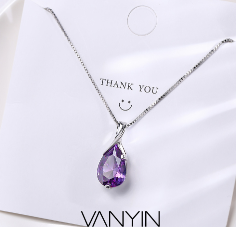 Crystal Purple Diamond Necklace Image 3