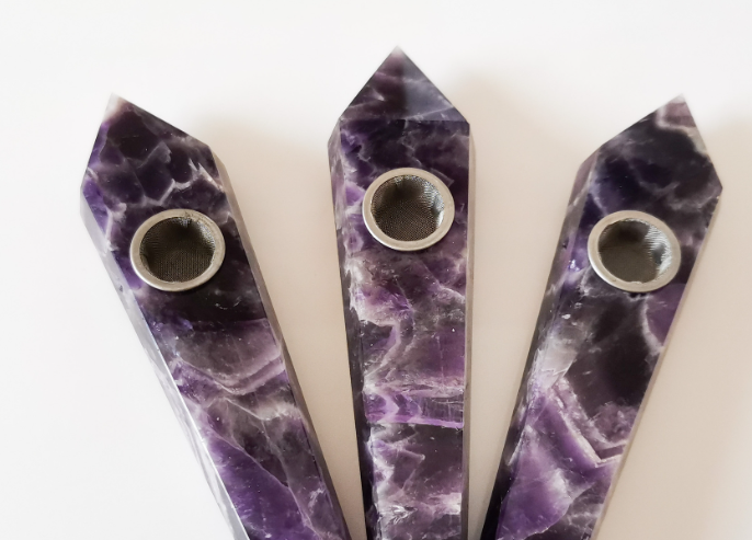 Dream Purple Gold Crystal Pipe Image 5