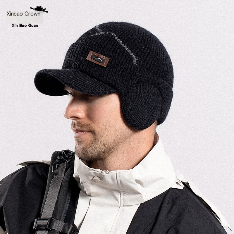 Gorro de inverno masculino marrom