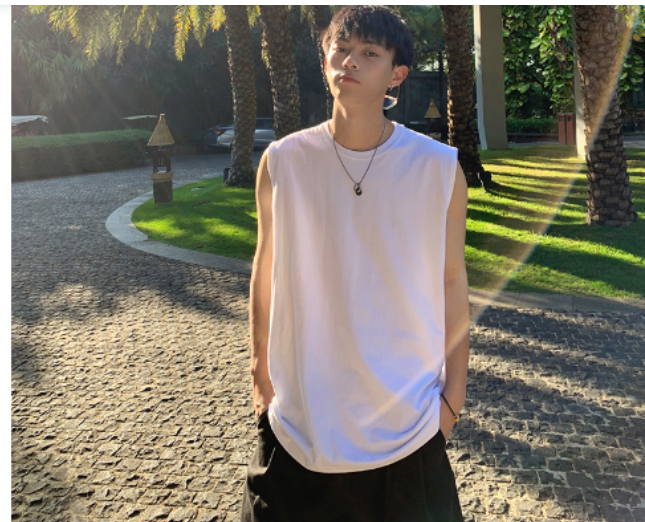 Solid Color T-shirt Vest - Side View