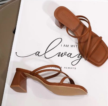Dark Brown High-heeled Sandals