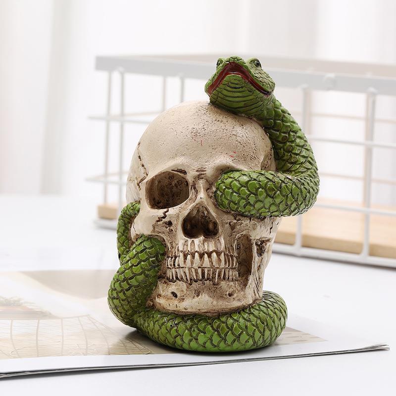 Day of the Dead Green Snake Head Bones Ornament