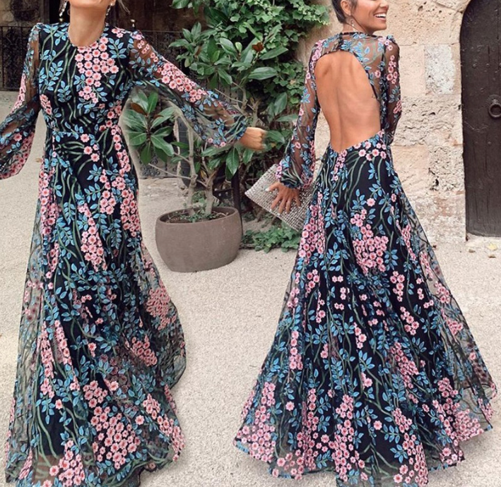 WOLFF Vintage Floral Maxikleid